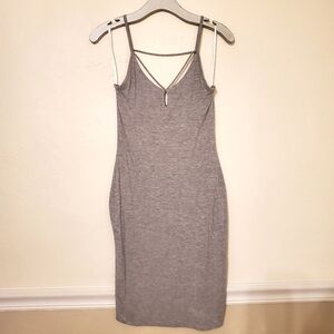 Popular Basics Heathered Gray Bodycon Dress Tight Mini w/ Keyhole, Fully Lined